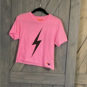 Aviation Nation Pink Lightning Bolt Baby Doll Tee